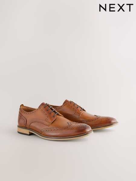 Cserszínű Barna - Szabványos szabás - Leather Contrast Sole Brogue Shoes (223530) | 32 260 Ft