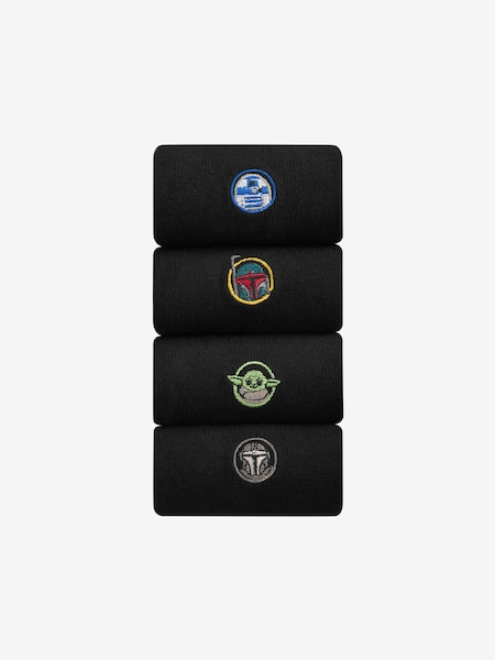 Black 4 Pack Star Wars Mandalorian Embroidered Socks (223779) | €12