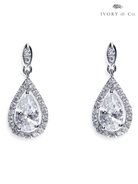 Ivory & Co Rhodium Belmont And Crystal Teardrop Earring (224087) | €50