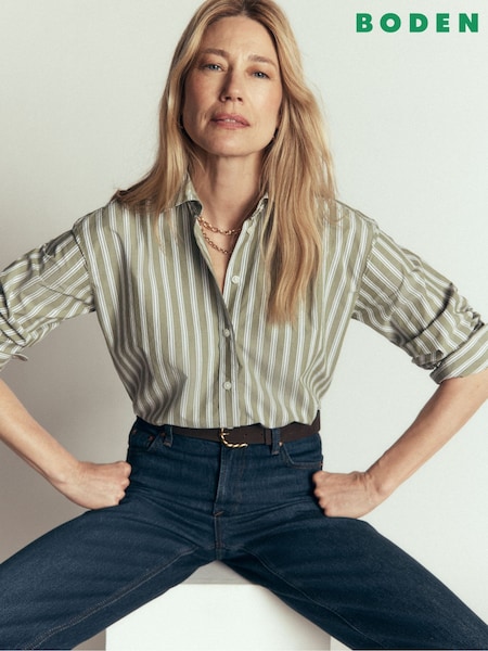 Green - Boden Sienna Crop Relax Cotton Shirt