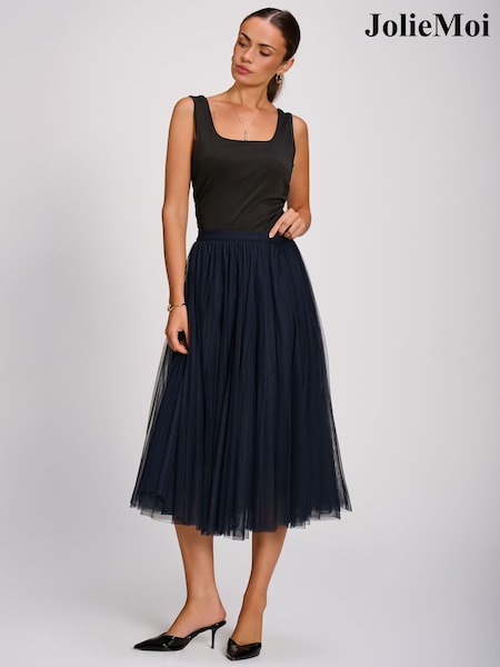 Blue - Jolie Moi Tulle Godet Midi Skirt