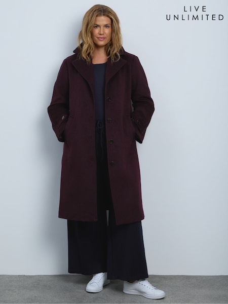 Purple - Live Unlimited Wool Blend Tailored Coat