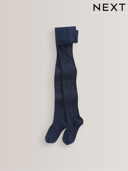Navy Blue Cotton Rich Cable Tights (225362) | AED25 - AED36