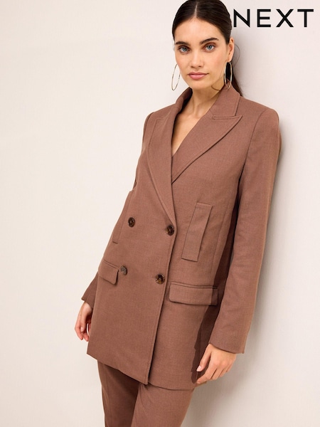 Camel Brown Tailored Twill Double Breasted Blazer (225397) | €34