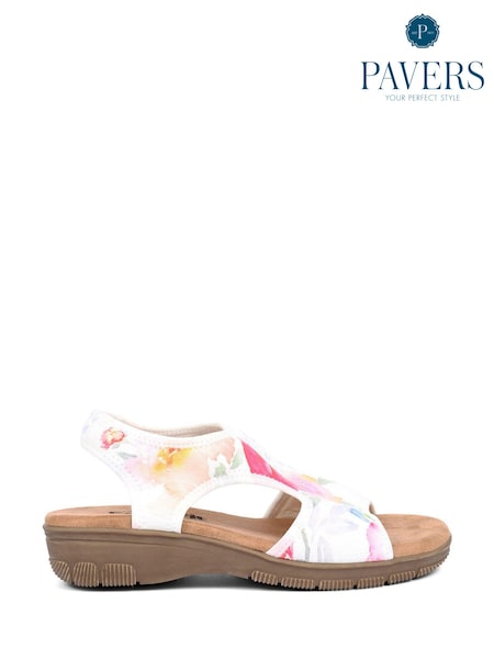 Pavers Easy Fit Eloisa Extra Wide 6e Fit White Sandals (225567) | ‏176‏₪