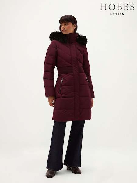 Purple - Hobbs Bianca Water Resistant Puffer Coat