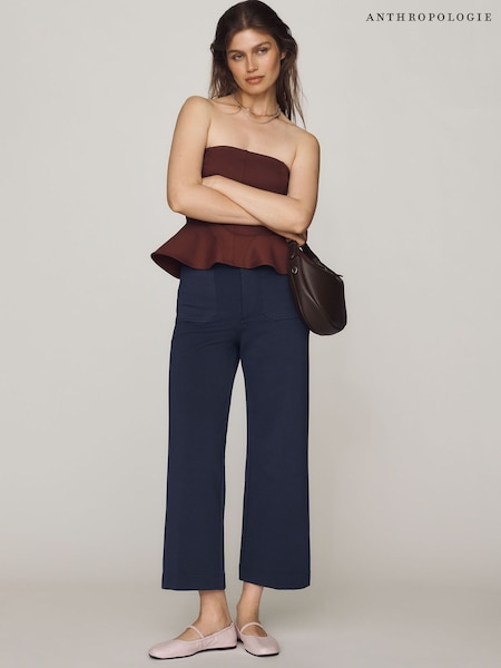 Blue - Anthropologie Maeve The Colette Knit Crop Wide-leg Trousers