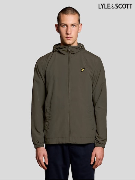 Olive Green - Regular Lyle & Scott Zip Through Hooded Jacket