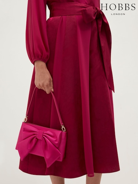 Pink - Hobbs Maisey Bow Clutch Bag