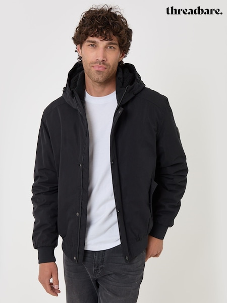 Black - Regular Threadbare Showerproof Jacket With Borg Lined Hoodie