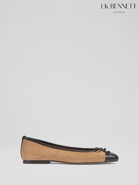 Бежевый - LK Bennett Leather And Patent Kara Toe Cap Ballerinas (226164) | €264
