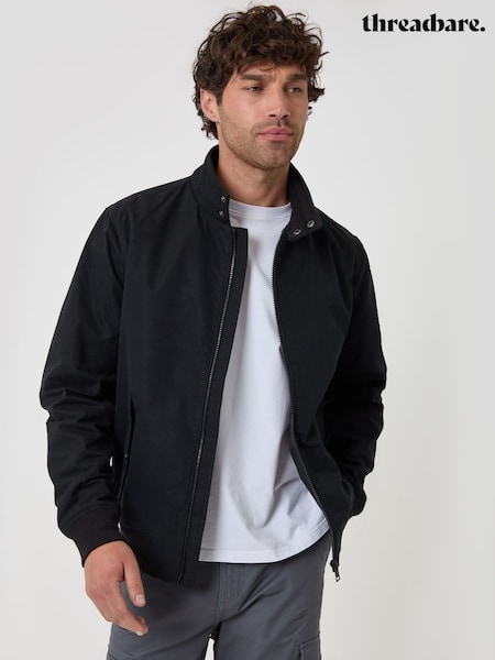 Μαύρο - Regular Threadbare Showerproof Microfibre Harrington Jacket