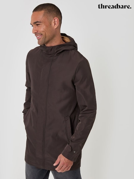 Қоңыр - Regular Threadbare Showerproof Zip Up Hooded Raincoat