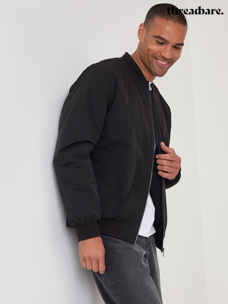 Melns - Regular Threadbare Showerproof Padded Bomber Jacket