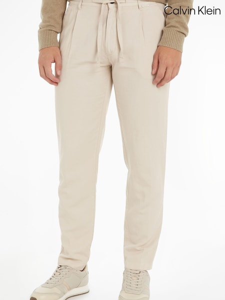 Calvin Klein Slim Cream Linen Tapered Trousers (226419) | €66