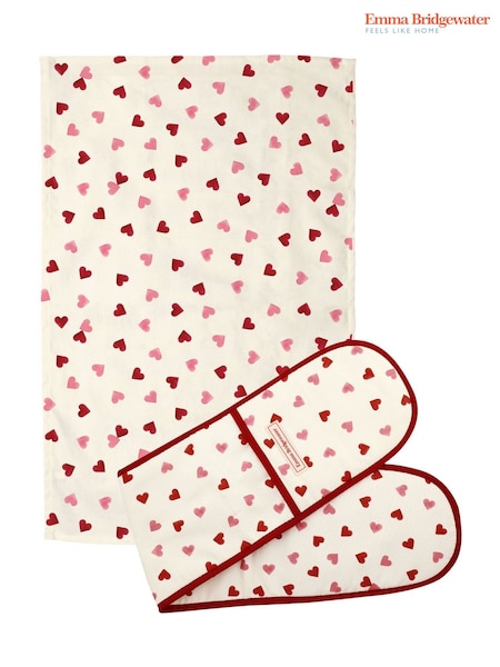Emma Bridgewater Hearts Tea Towels & Double Oven Gloves Set