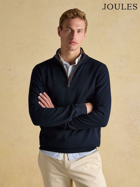 Темно-синий - Joules В'язаний джемпер Hillside Quarter Zip (226567) | 2 974 грн