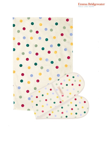 Emma Bridgewater Polka Dot Double Oven Gloves & Tea Towels Set