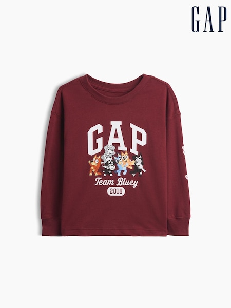 Bordeaux - Gap Bluey Logo Long Sleeve T-shirt (6mths-5yrs)