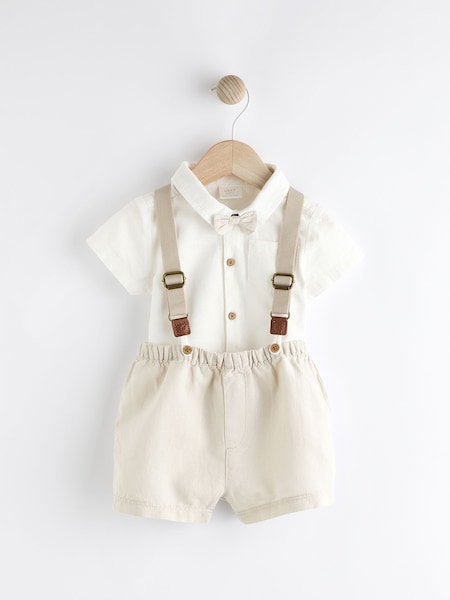 Neutrale Farbe - Baby 100% Cotton Shirt Body Shorts and Braces 4 Piece Set (0mths-2yrs) (226979) | 9 € - 10 €