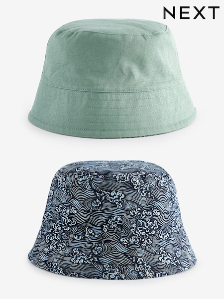 Шалфейно-зеленый/японский с принтом рыб Кои - 100% Cotton Reversible Bucket Hat (227091) | €7