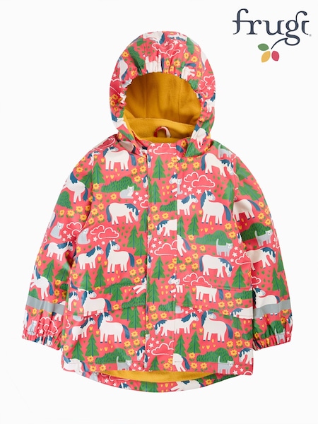 Pink - Frugi Waterproof Printed Puddle Buster Coat
