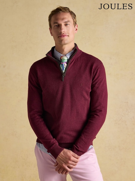 Бургундії - Joules В'язаний джемпер Hillside Quarter Zip (227403) | 2 974 грн