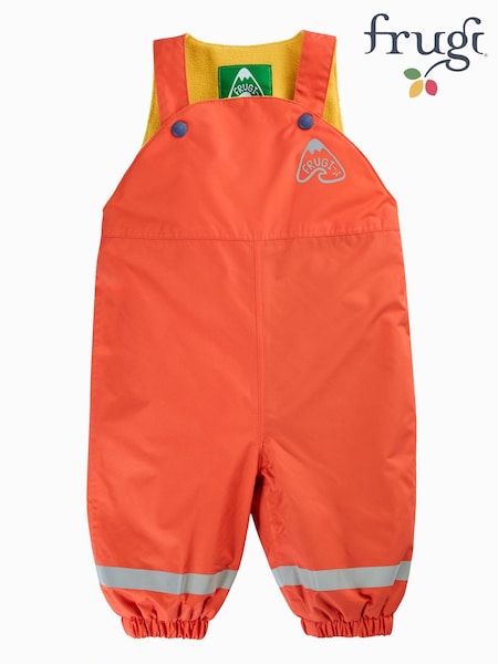 Orange - Frugi Little Waterproof Dungarees