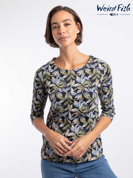 Aqua Blue - Weird Fish Pinto Printed Jersey Top