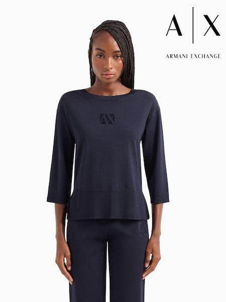 Armani Exchange Navy Logo Knitted Jumper (227845) | €79