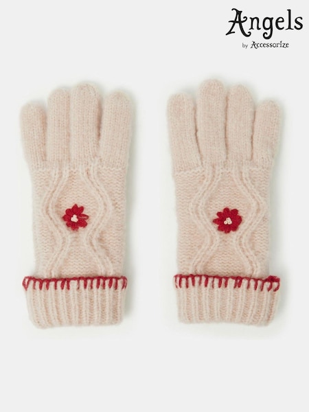 Natur - Angels By Accessorize Handschuhe mit Blumen-Zopfstrickmuster