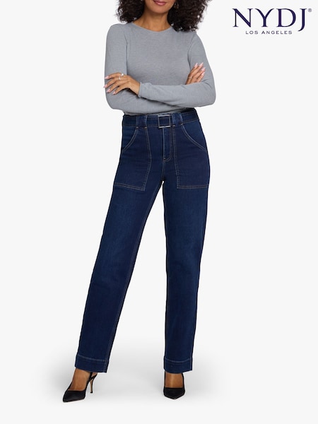 Blue - Nydj Kasey Stovepipe Jeans With Utility Pockets