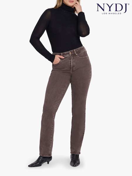 Brown - Nydj High Rise Marilyn Straight Leg Jeans