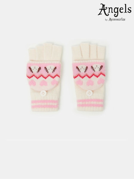Rozā - Angels By Accessorize suņu Fair Isle bezpirkstu cimdi