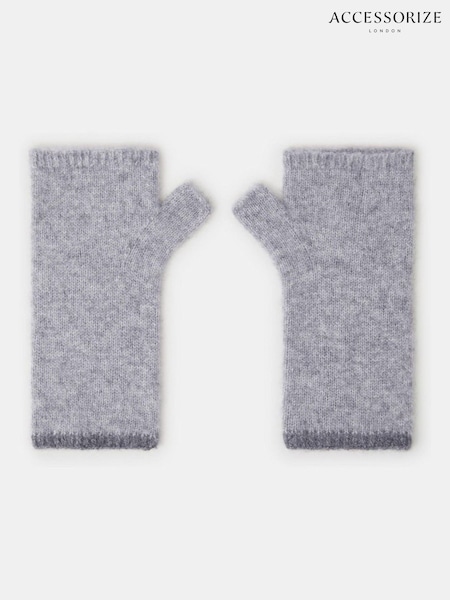 Grey - Accessorize Wool & Cashmere Blend Wrist Warmers Gloves