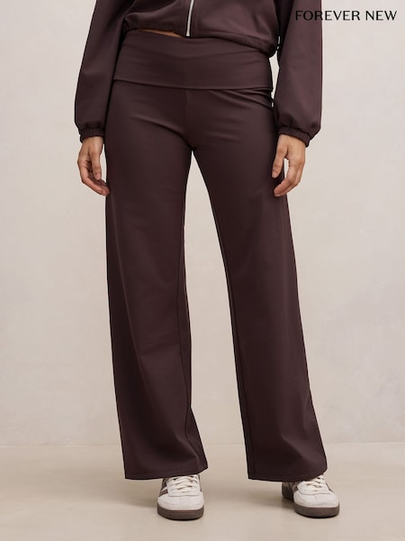 Brown - Forever New Wren Fold Waist Wide Leg Trousers