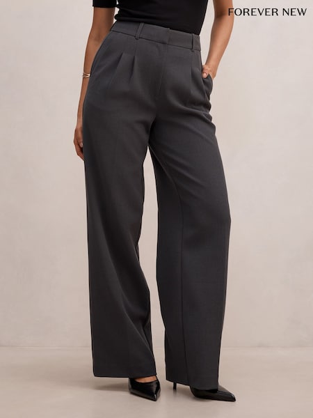 Grey - Forever New Eva Pleated Wide Leg Pants