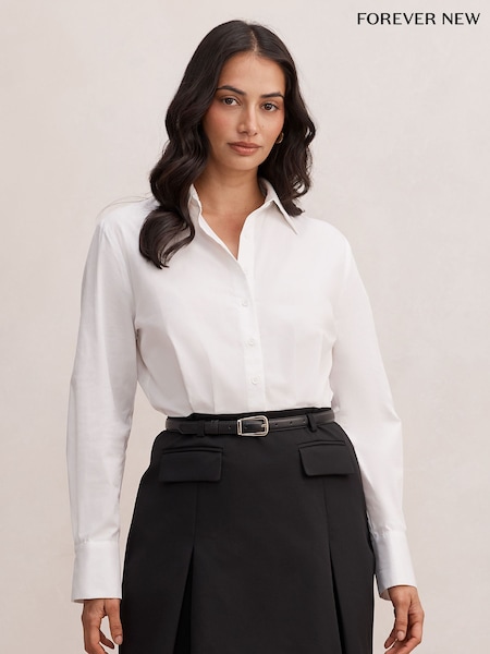 White - Forever New Esme Shirt Belted Mini Dress