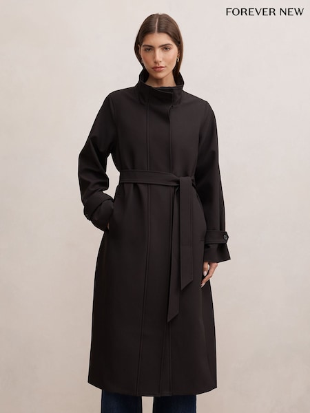 Negro - Gabardina Florence con cuello alzado de Forever New