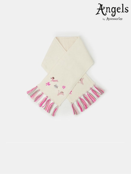 Cream - Angels By Accessorize Schal mit Pet-Club-Motiv und Quasten