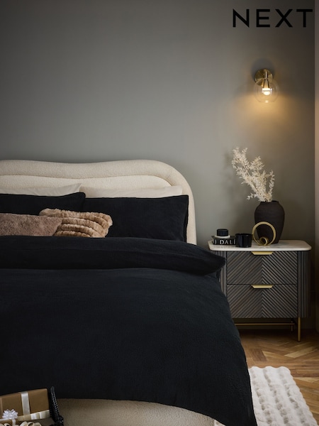 Black Soft Teddy Fleece Duvet Cover and Pillowcase Set (228385) | €16 - €40