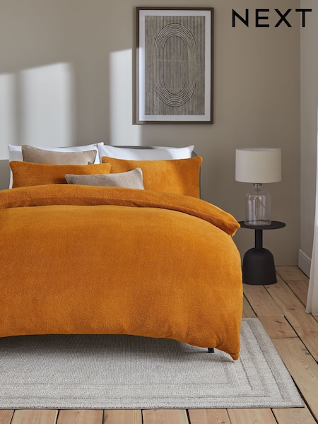 Ochre Yellow Soft Teddy Fleece Duvet Cover and Pillowcase Set (228409) | € 23 - € 54