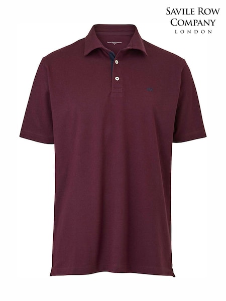 Red - Regular Savile Row Company Classic Fit Cotton Pique Short Sleeve Polo Shirt