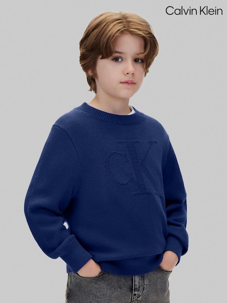 Blue - Calvin Klein Knit Logo Jumper