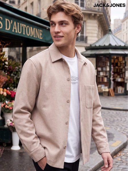 Cream - Regular Jack & Jones Button Down Overshirt