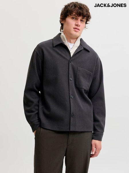 Grey - Regular Jack & Jones Button Down Overshirt