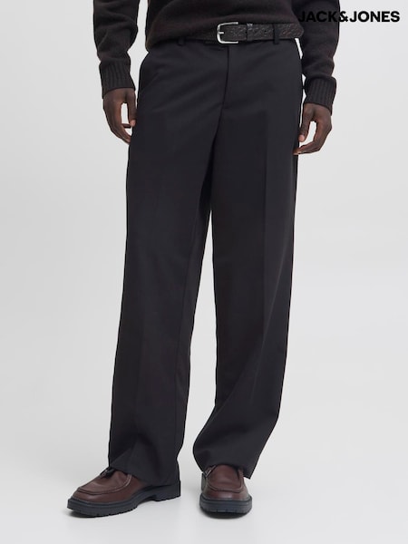 Black - Regular Jack & Jones Wide Fit Smart Trousers