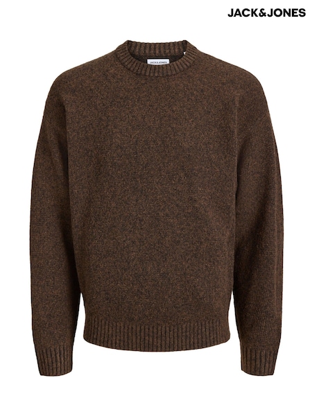 Brown - Regular Jack & Jones Fluffy Crew Neck Knitted Jumper