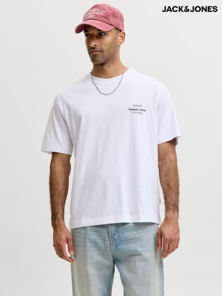 לבן - Regular Jack & Jones Script Back Print T-shirt