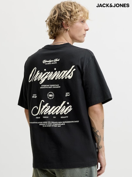 Black - Regular Jack & Jones Script Graphic Print T-shirt